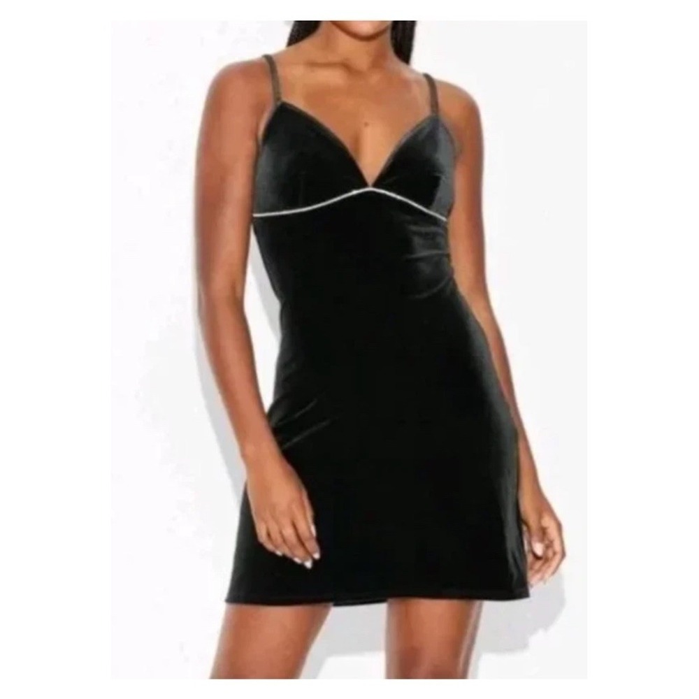 Wild Fable Women's Velvet Mini Tank Dress Black Party Retro Y2K Medium‎ Glam